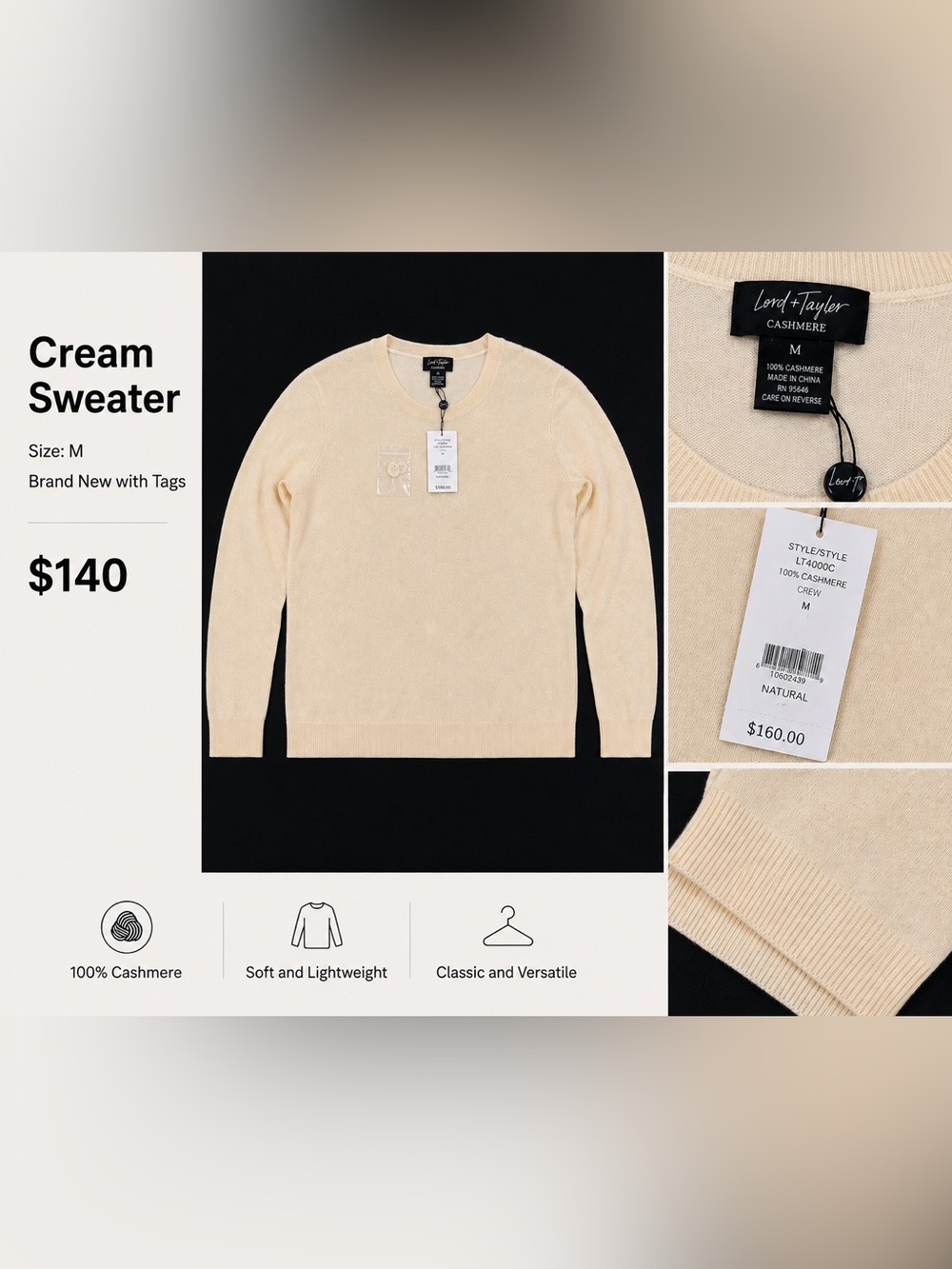 Lacoste Men's Crewneck Sweater in Cream